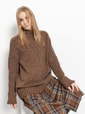 BROWN WOOL TURTLENECK Jumper Sweater Timberland / Large Xl Extra Large